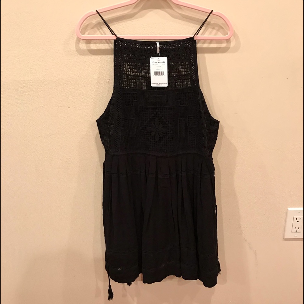 Free People Black mini Dress L NWT